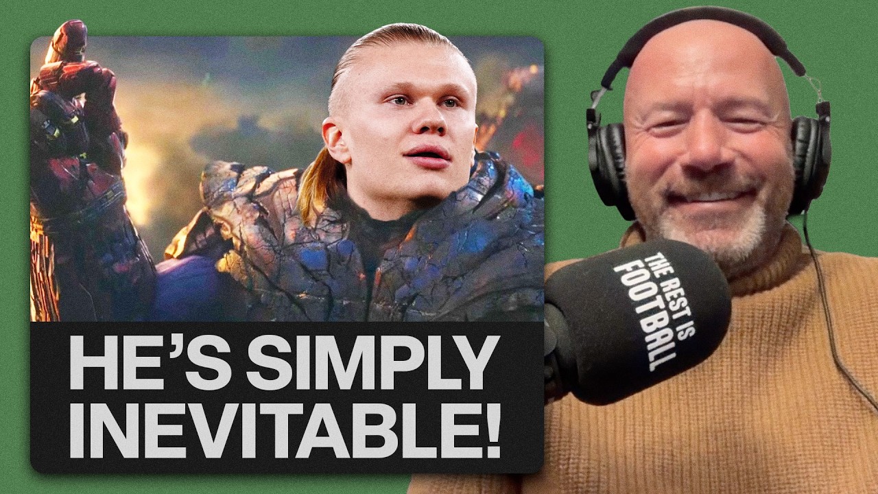 YouTube post by @therestisfootball for Hotels.com. Caption reads: Reacting To The Nine-Goal Shootout & Haaland....