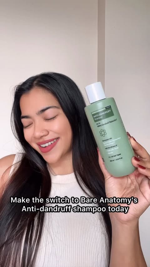 Instagram post by @drtridishapathak for Bare Anatomy. Caption reads: #AD Dandruff got you down? Switch to....