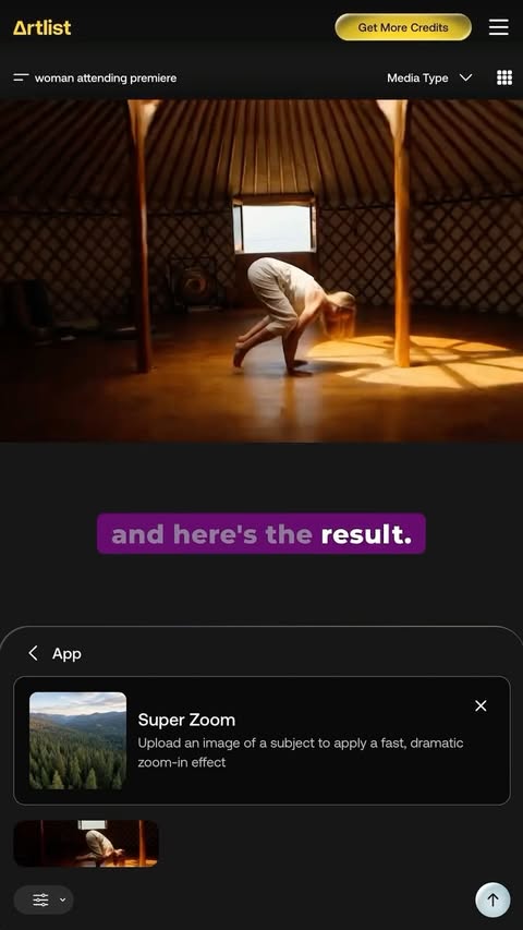 Instagram post by @premiere_gal for Artlist. Caption reads: [...] send it to you to try. #videocreator....