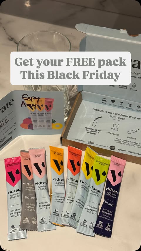 Instagram post by @anactivegirl for ViDrate. Caption reads: 💧 Paying for everything this Black Friday? At....