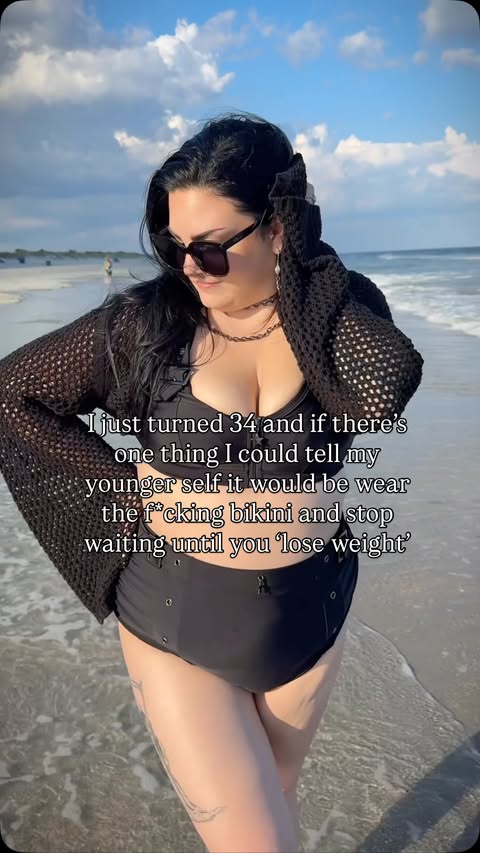 Instagram post by @nikkidrinkscraft for Torrid. Caption reads: [...] out there and live.🫶🏻 Swimsuit from....