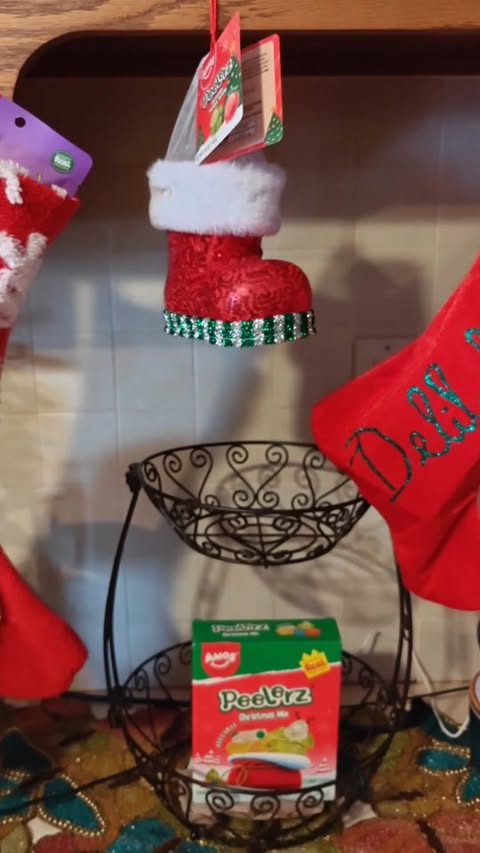 Instagram post by @lacey.officially for Amos Sweets. Caption reads: Peeling into the holiday season 🎄🍬
From festive....