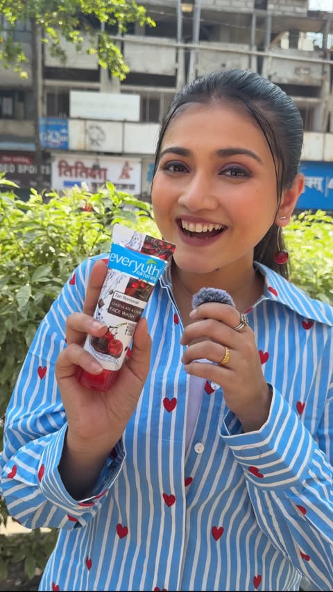 Instagram post by @dnyanadaramtirthkar for Everyuth Naturals. Caption reads: [...] honestly this!😌🍒✨ New Launch by Everyuth....