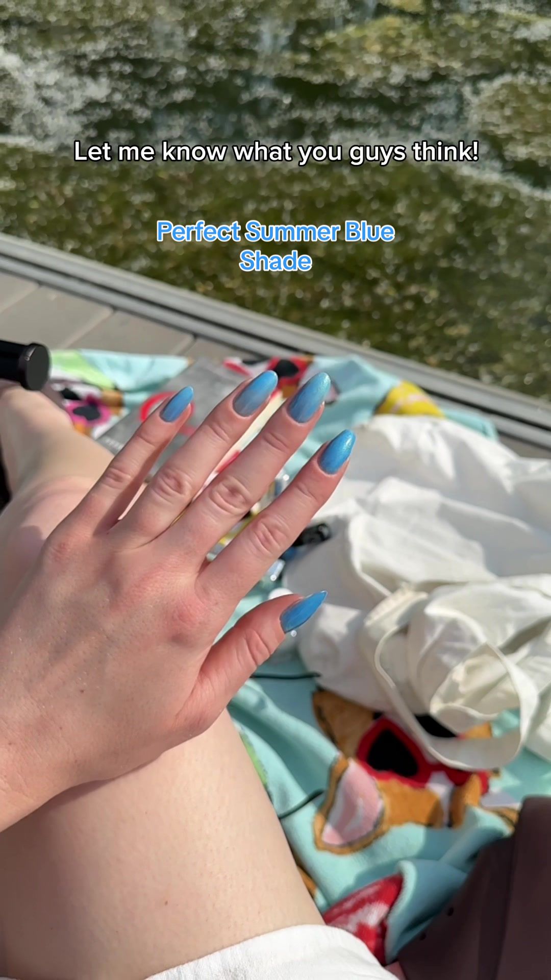 TikTok post by @aminaoui for Jean Coutu. Caption reads: Isn't this just the prettiest shade of blue? 🦋....