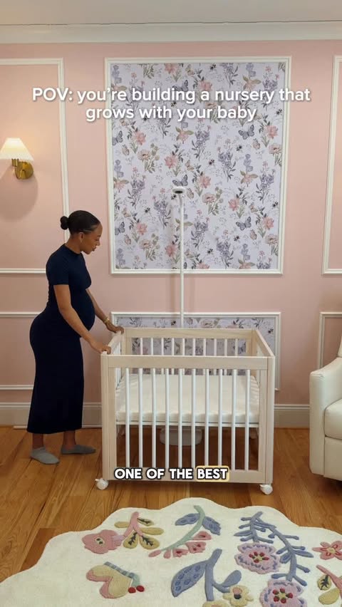 Instagram post by @jalynbaiden for Babyletto. Caption reads: [...] baby 💓 The Yuzu All Stages Crib from....