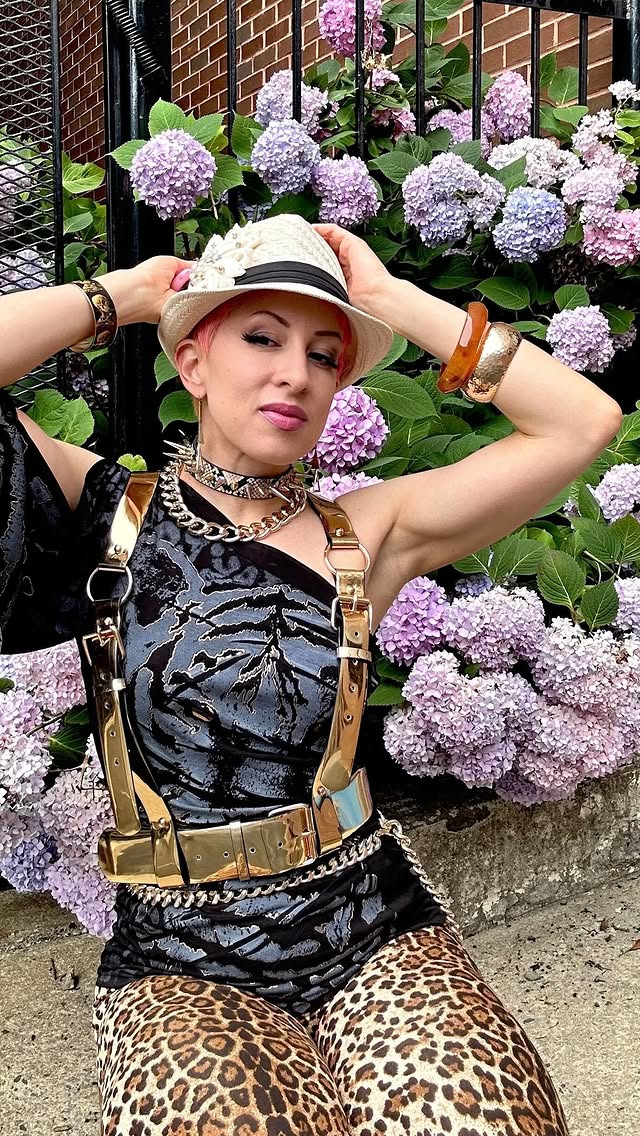 Instagram post by @spikybrandee for KATE HEWKO. Caption reads: JUST DROPPED! This gold harness at @katehewko .....