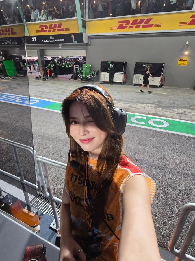 Instagram post by @hereisyingying for TAG Heuer. Caption reads: [...] pitwall experience - thank you so much....