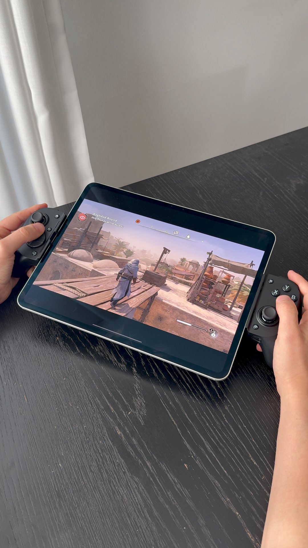 Instagram post by @shannongrixti for Razer. Caption reads: The Razer Kishi V3 Pro XL x 13-Inch M4 iPad Pro is....
