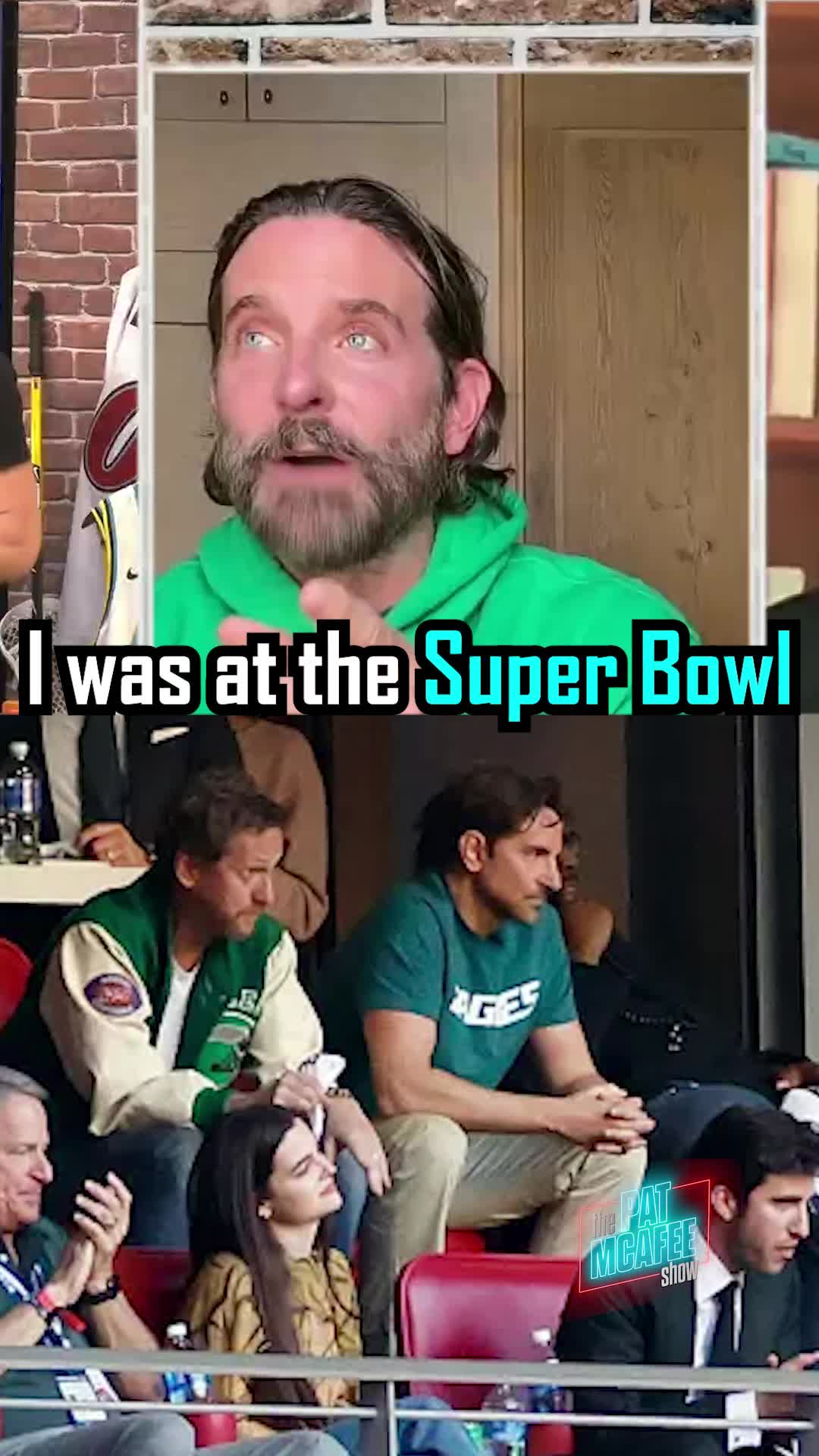 TikTok post by @patmcafeeshowofficial for Philadelphia Eagles. Caption reads: "I was at the Super Bowl when we lost and I was at....