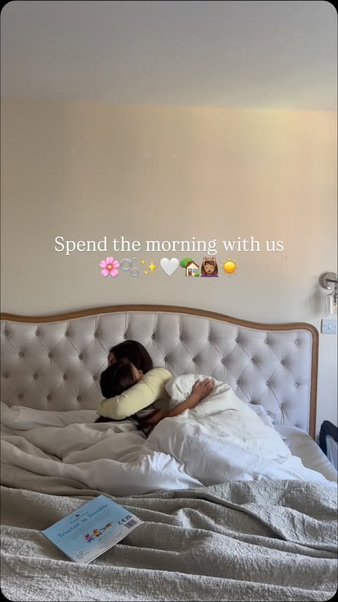 Instagram post by @jasmine.kamran for Hairburst. Caption reads: [...] the morning with us 🫧🌸🏡💆🏽‍♀️😽....