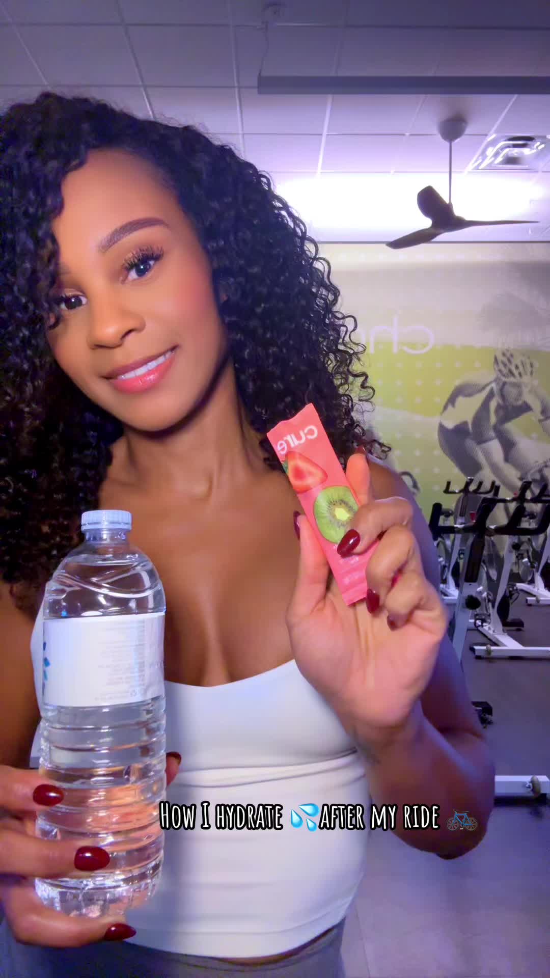 TikTok post by @sheliftsandexplores for Cure Hydration. Caption reads: Okay but hear me out 💧 Cure Hydration is THAT....