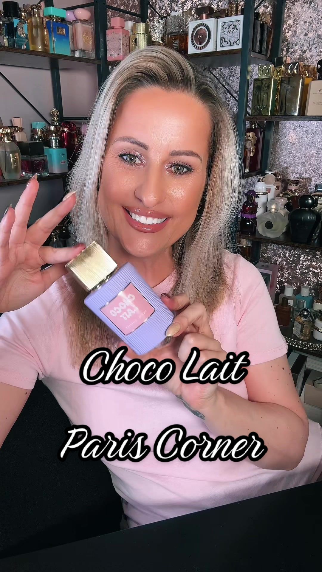 TikTok post by @louisehopkinsmua for Aroma Concepts. Caption reads: Choco Lait @Pariscornerperfumes @Paris Corner....