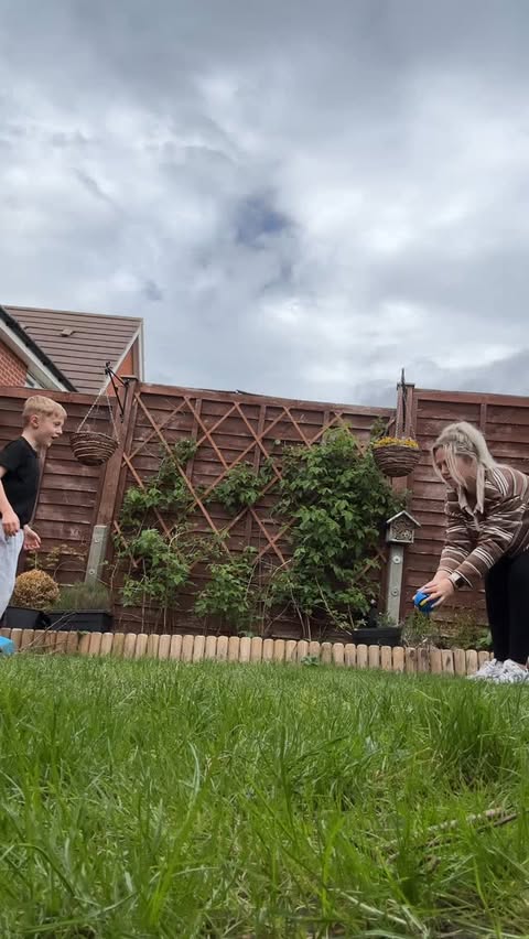Instagram post by @athomewithrachy for Vivid Toy Group. Caption reads: so much fun in the garden with the phlat ball from....