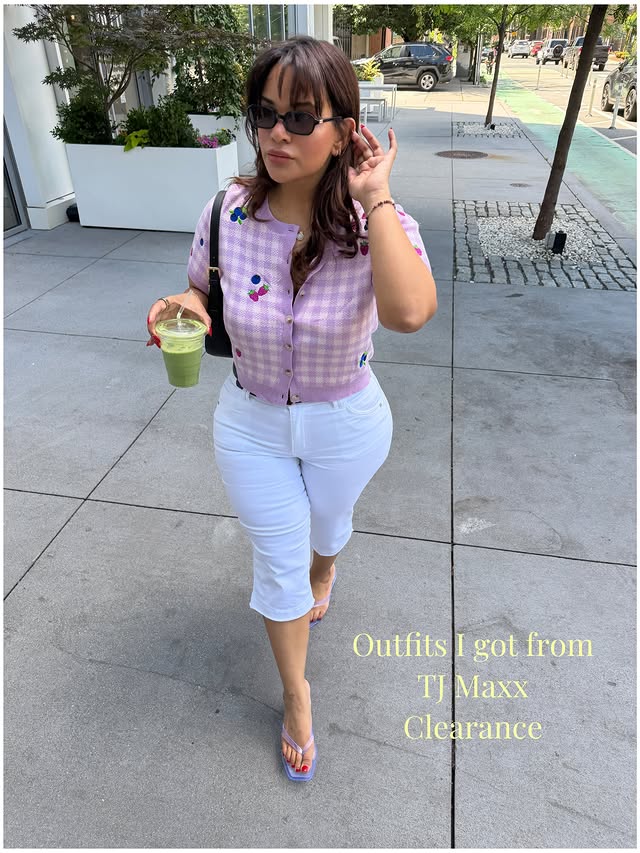 Instagram post by @denisemmercedes for TJ Maxx. Caption reads: [...] you believe I found these 3 looks from....