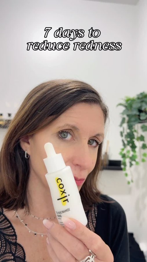 Instagram post by @faeryenne for COXIR. Caption reads: [...] redness and dark spots in 7days with....