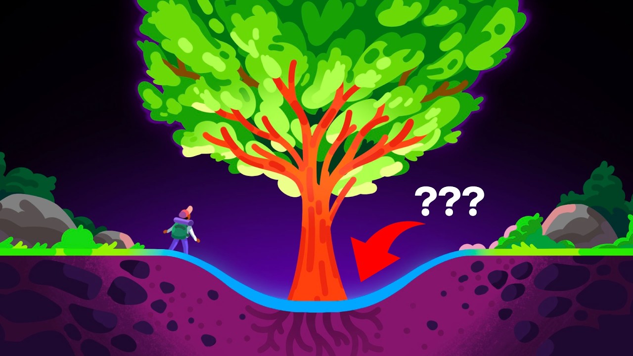 YouTube post by @kurzgesagt for Brilliant.org. Caption reads: Why Are There No Holes Around Trees?.