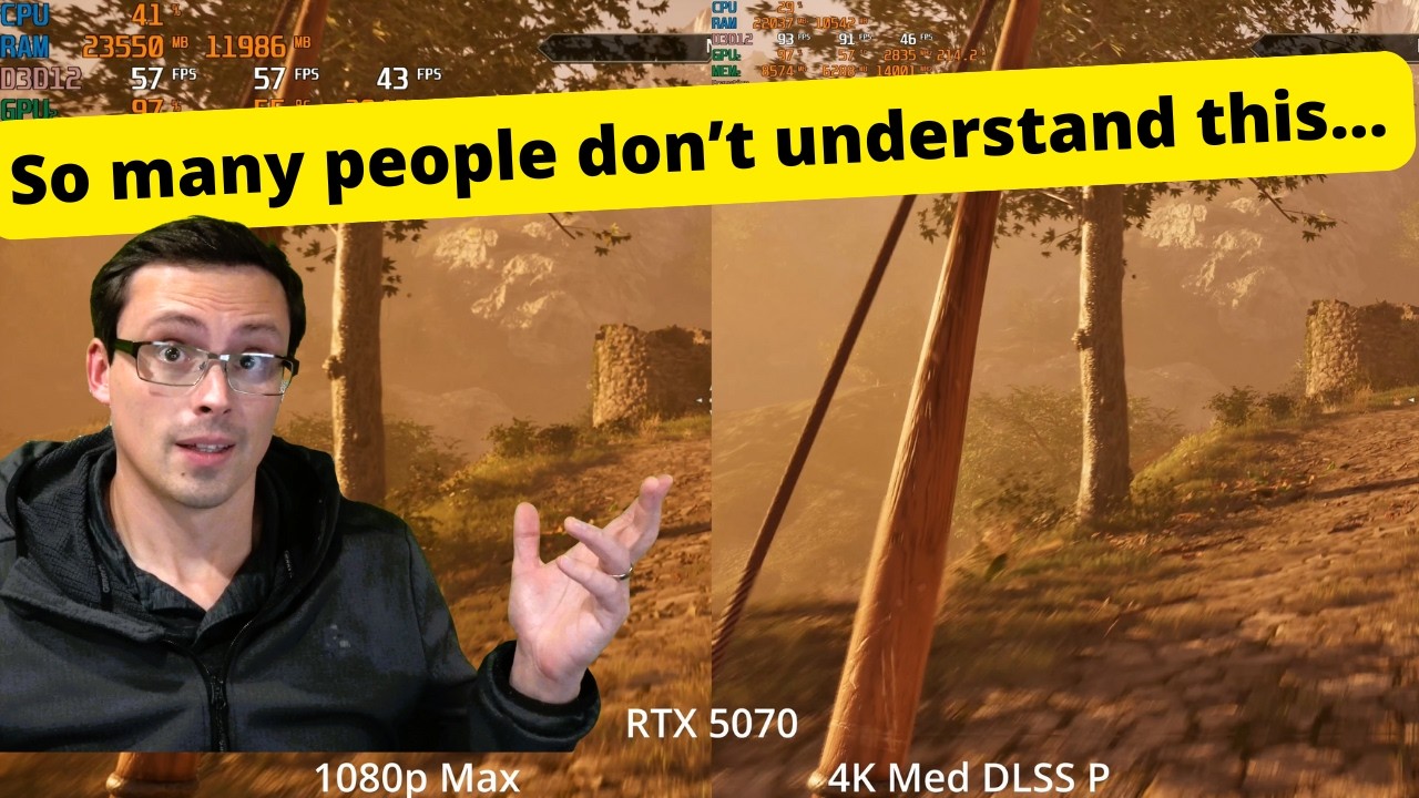 YouTube post by @danielowentech for Newegg. Caption reads: What monitor to buy for gaming.