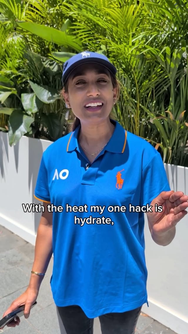 Instagram post by @safetyculturehq for Australian Open. Caption reads: Beating the heat by staying hydrated and sampling....