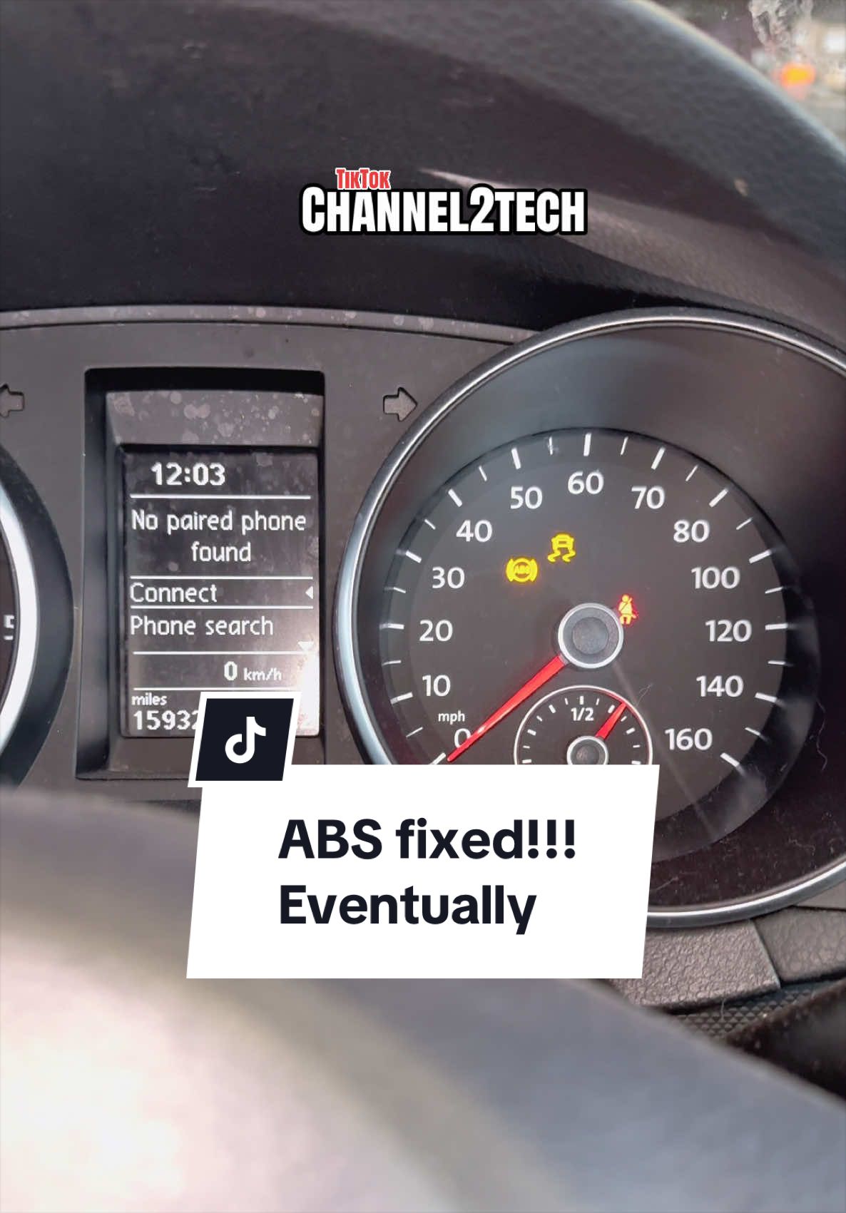 TikTok post by @channel2tech for Topdon. Caption reads: ABS fault diagnosed with the TOPDON one lite....