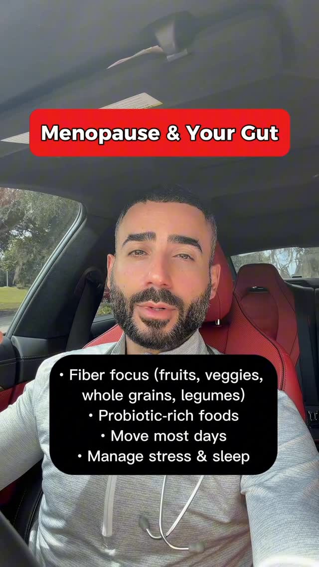 Instagram post by @thestomachdoc for Healthline. Caption reads: Menopause can change digestion—think bloating,....