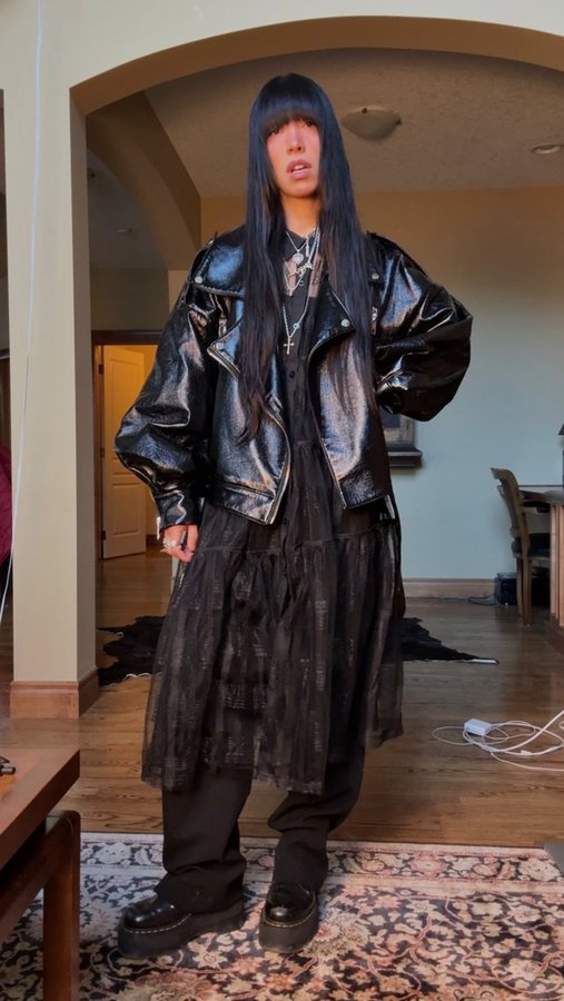 Instagram post by @itssaracroft for KATE HEWKO. Caption reads: Styling my new dress from @katehewko 🖤🫶....