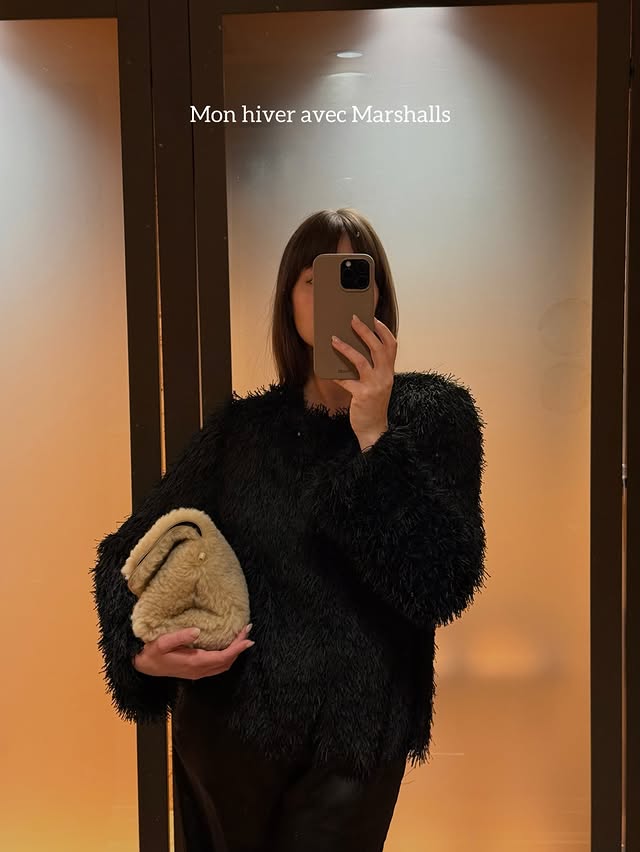 Instagram post by @cathstlaurent for Marshalls. Caption reads: [...] hiver à dénicher des trouvailles chez....