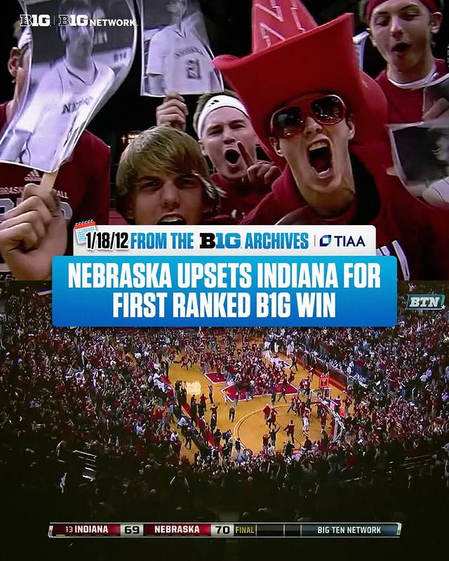Instagram post by @bigtennetwork for TIAA. Caption reads: [...] @huskermbb to this historic win 🙌 📍 TIAA x....