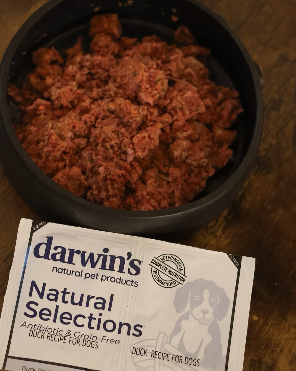 Instagram post by @shepherdsquadthings for Darwin's Natural Pet Products. Caption reads: We recently switched the dogs to @darwinspetfood....