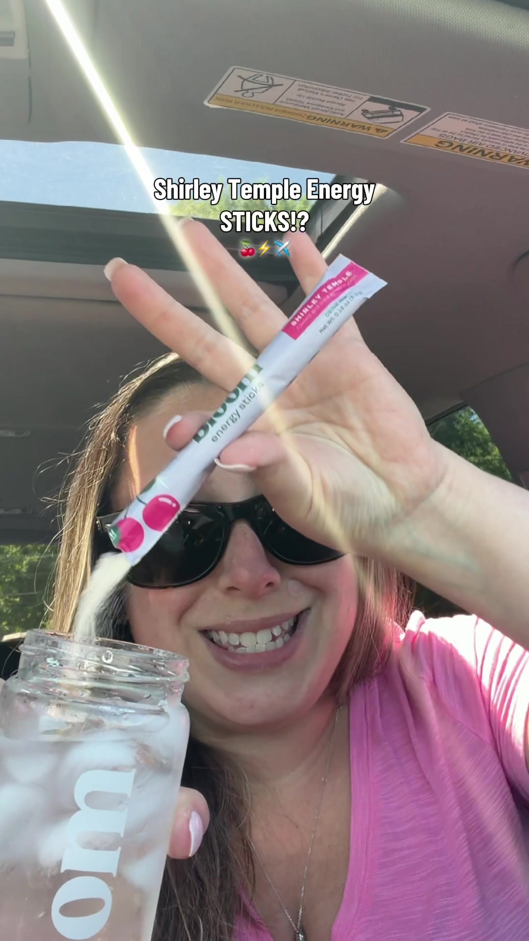 TikTok post by @jackieg01 for Bloom Nutrition. Caption reads: [...] while traveling! ✈️🧳🚗 @Bloom Nutrition....