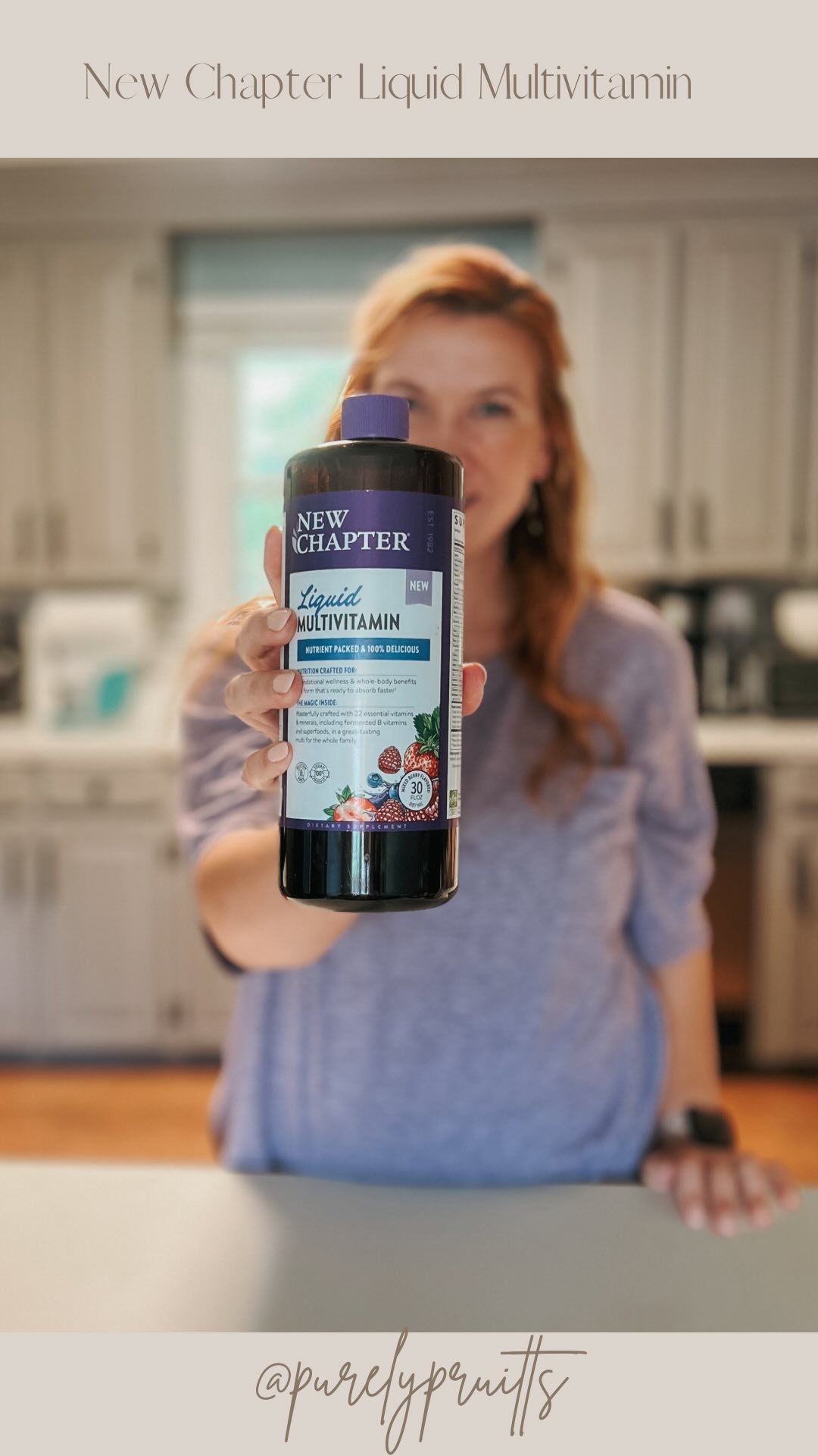 Instagram post by @purelypruitts for newchapter. Caption reads: A multivitamin that tastes like a treat? Sign me....