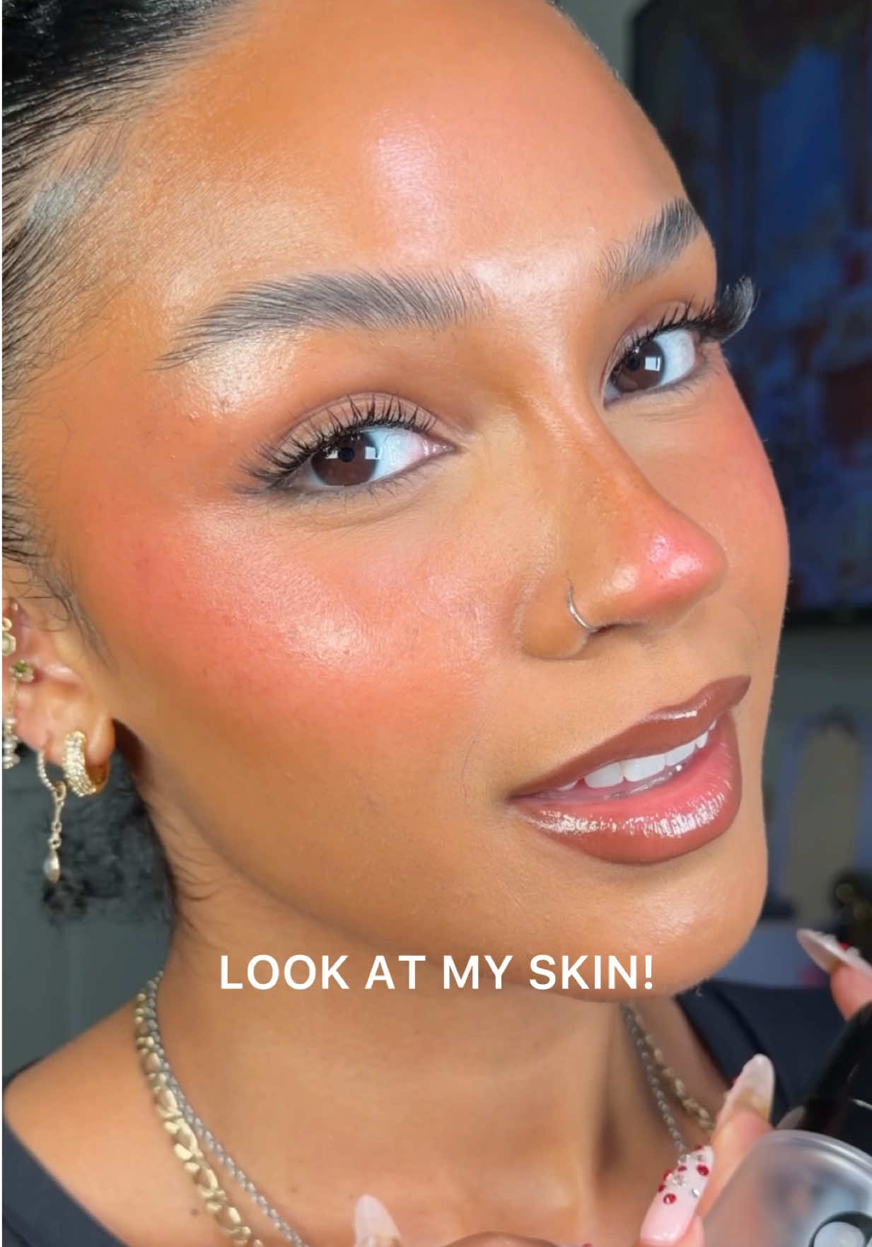 TikTok post by @palomahendersonn for Saie hello. Caption reads: The new @Saie CitySet Setting Spray has changed....