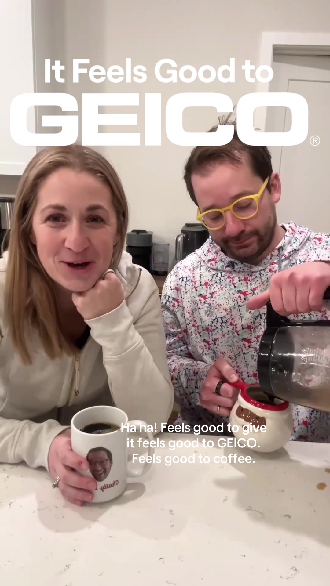 TikTok post by @momchats for Geico. Caption reads: [...] be another source of stress. Thanks to....