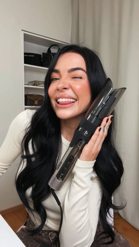 Instagram post by @liisaleetma for BaByliss. Caption reads: esimene katsetus w/ babyliss style secret air 🤪....