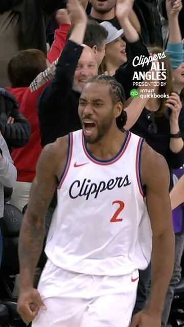 Instagram post by @laclippers for Intuit QuickBooks. Caption reads: Wake up & watch Kawhi Leonard’s OT buzzer-beating....