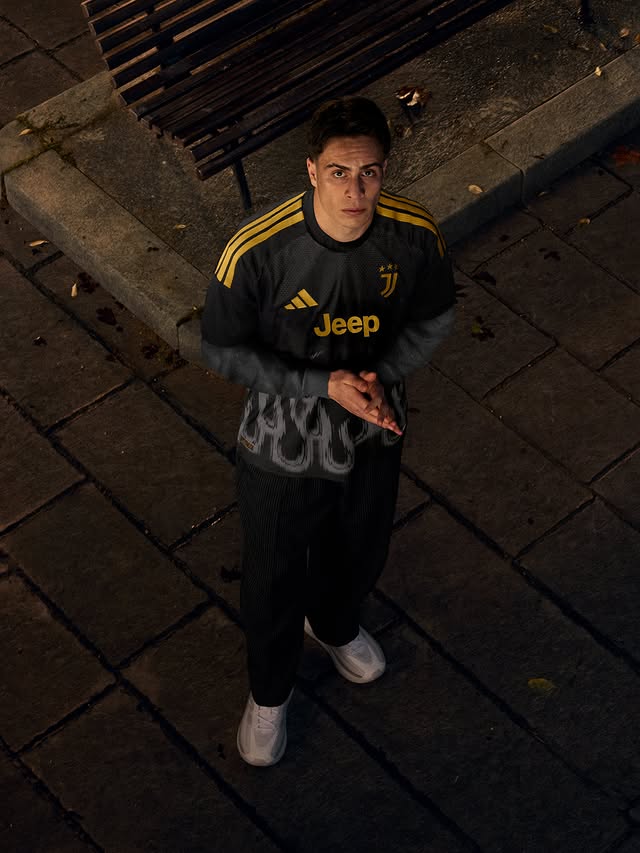 Instagram post by @kenanyildiz for adidas Football. Caption reads: [...] Golden age 🔥 @juventus @adidasita....