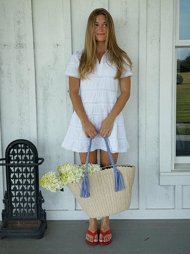 Instagram post by @sophierframpton for J.Crew. Caption reads: [...] my favorite throw on and go summer dress....