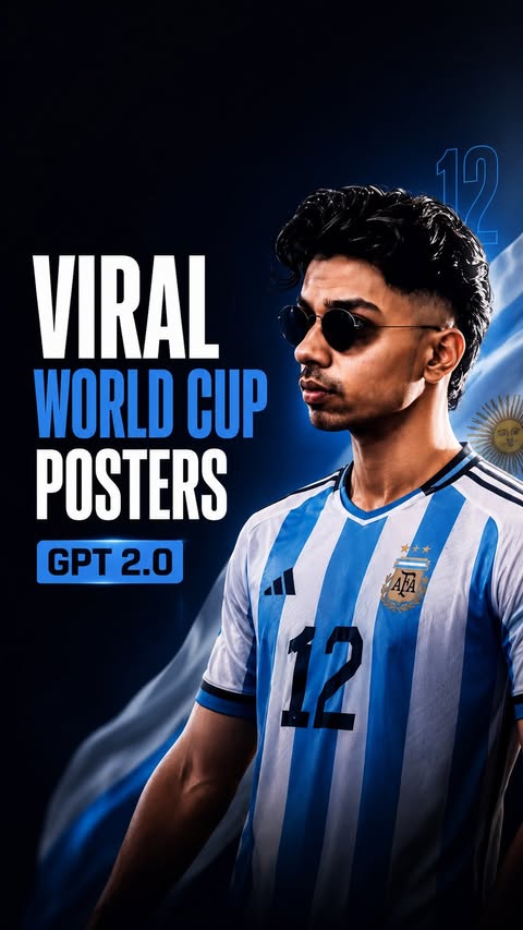 Instagram post by @alphaa__red for Pollo AI. Caption reads: വൈറൽ World Cup Posters🔥 I’ve been using PolloAI....