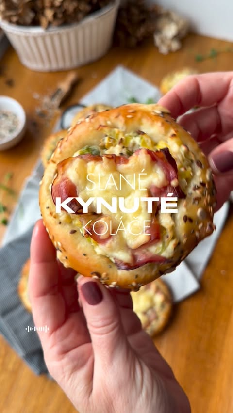 Instagram post by @misalandova for Dr. Oetker Česko. Caption reads: SLANÉ KYNUTÉ KOLÁČE plněné krémovým sýrem 🧀....