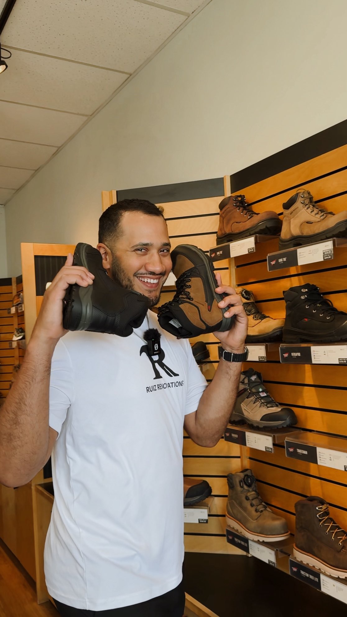 Instagram post by @ruizrenovations for Red Wing Shoes. Caption reads: Just upgraded my work boots with the Ultimate Fit....