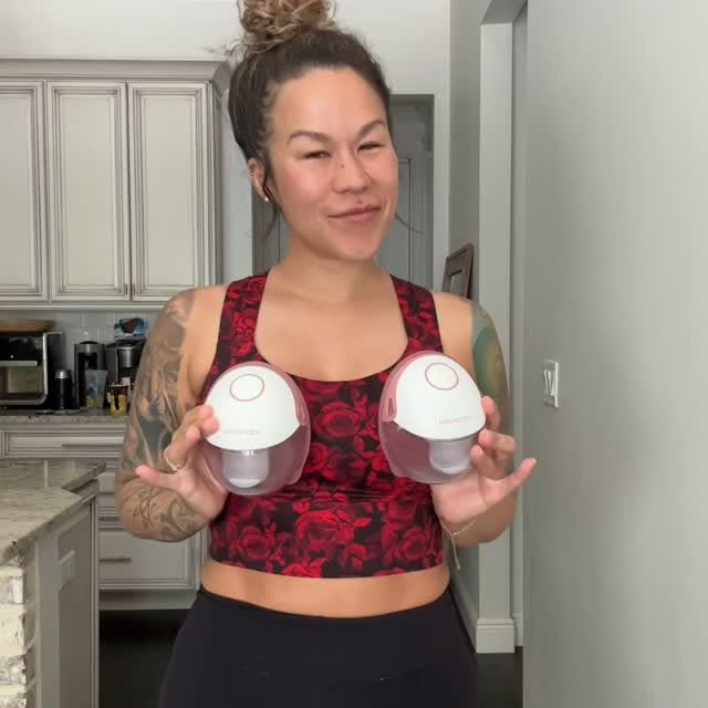 Instagram post by an influencer for Momcozy. Caption reads: Seriously in love with all of @momcozy breast....