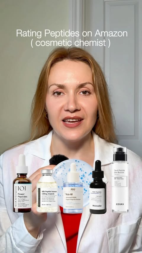 Instagram post by @4complexion for Dr. Reju-All. Caption reads: Rating Peptides on Amazon, includes ‘AD’ for....
