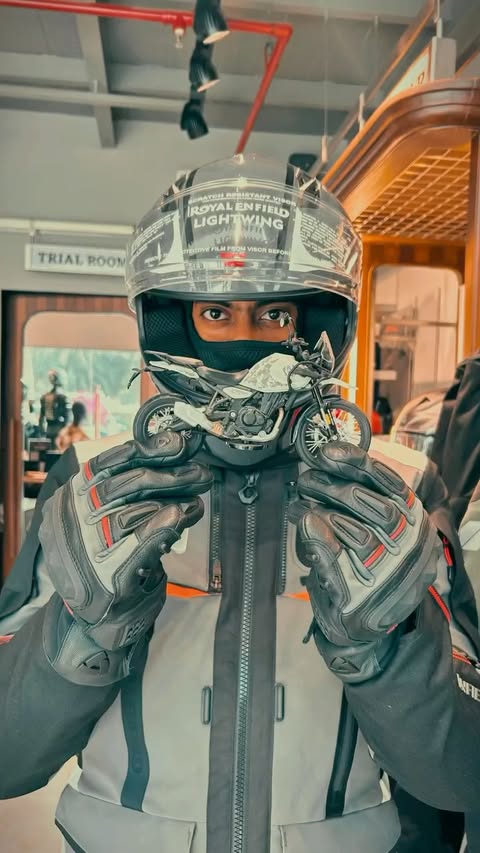 Instagram post by @nitinkanojiaaa for Royal Enfield. Caption reads: [...] first 

Best riding gears in 2026....