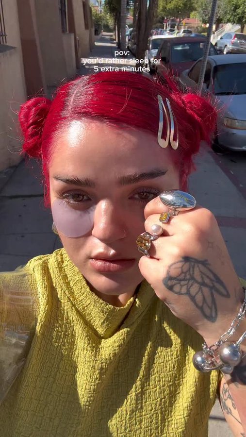 Instagram post by @jadeybird for Saie hello. Caption reads: multi tasker final boss! Using all products from....