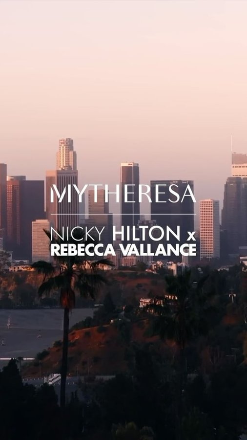 Instagram post by @nickyhilton for Rebecca Vallance. Caption reads: An evening in LA with #Mytheresa, @rebeccavallance....