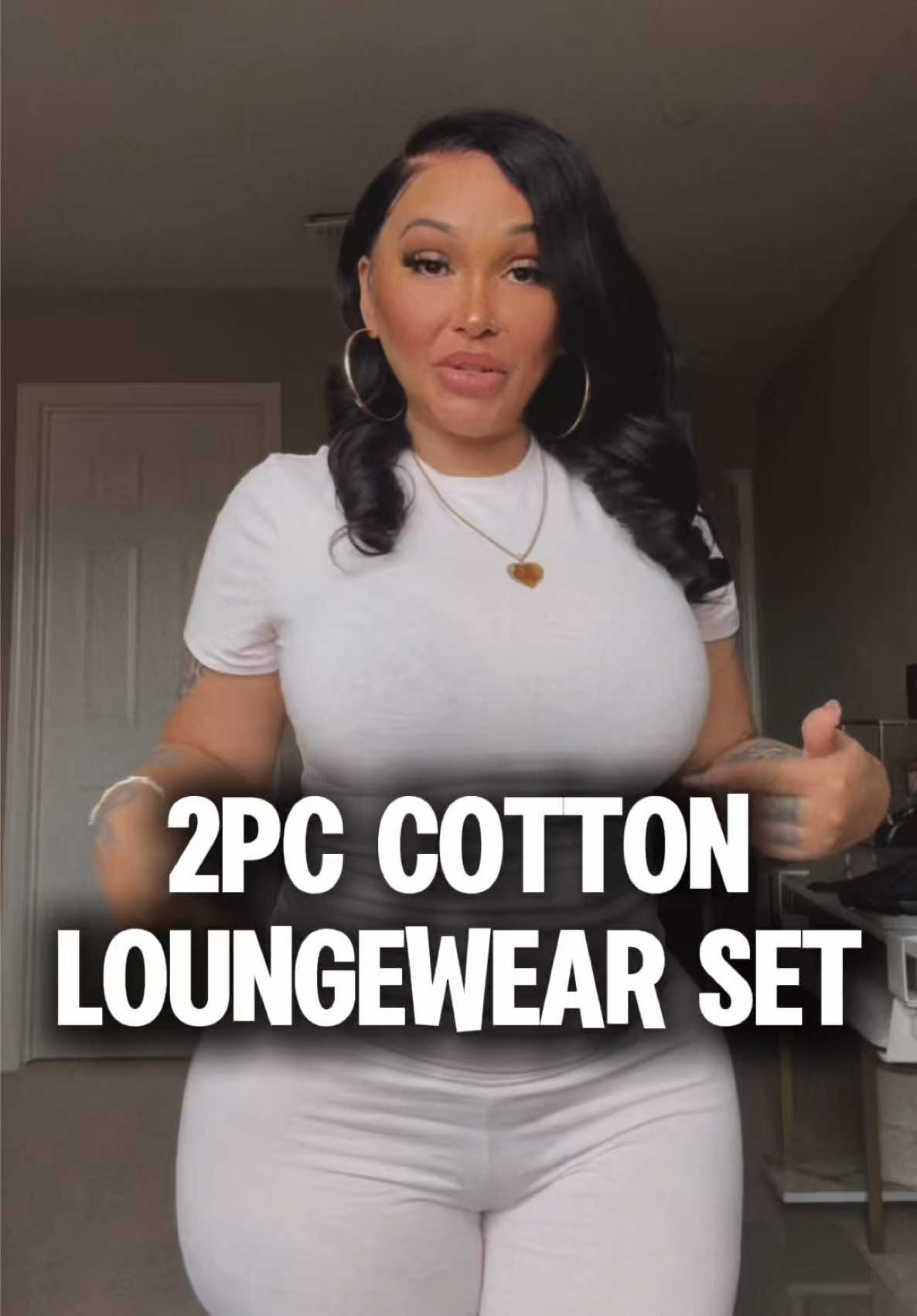 TikTok post by @queenc_707 for PUMIEY. Caption reads: Cotton Loungewear set by @PUMIEY #pumiey....