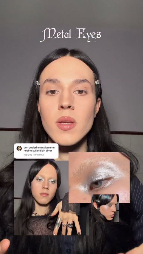 Instagram post by @mertkenger for rabanne. Caption reads: [...] Dazzleshadow Liquid - Stars in my....