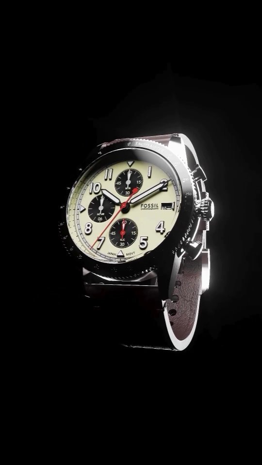 Instagram post by an influencer for Fossil. Caption reads: The @fossil.in Sport Tourer Chronograph [...].