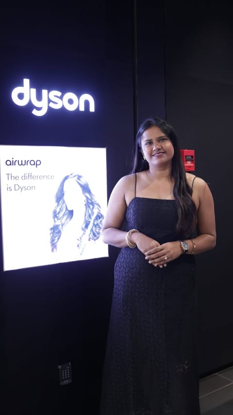 Instagram post by @vaishali_vasikaran for Dyson. Caption reads: [...] the evening at the launch of the new Dyson....
