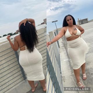 Instagram post by @tiffany_stewart88 for Baddieville. Caption reads: @baddieville “India skirt set” 20% off use code....