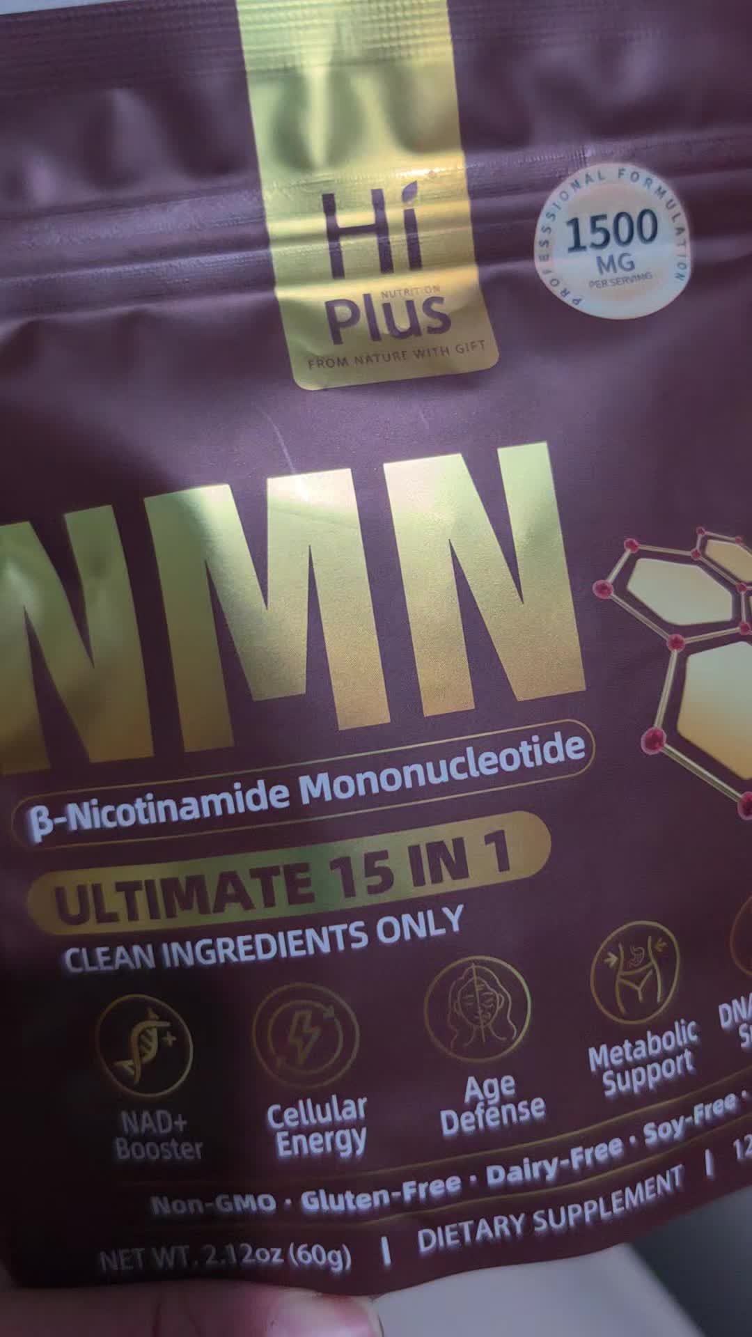 TikTok post by @kellysuarezlu for HiPlus. Caption reads: @HiPlus @HiPlus Nutrition #nmnsupplement #nmn....